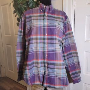 Vtg Ralph Lauren Classic Fit Multicolor Plaid Button-Down Shirt